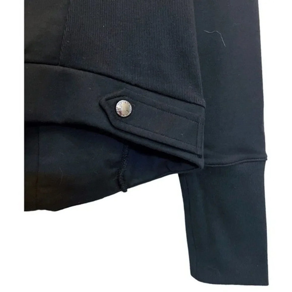 H By Halston French Terry Motorcycle Jacket With Rib Detail In Black Size 8 NWOT - Picture 6 of 10